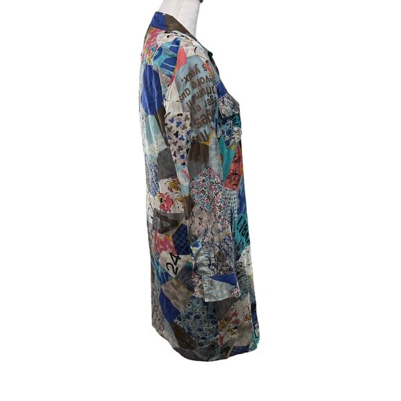 Gerard Darel Shirt Tunic Dress Size 8 Abstract Patchwork Print Silk Cotton - Picture 10 of 13